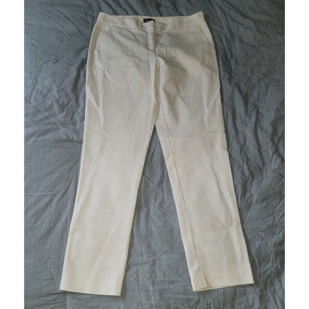 Vince Camuto Pant Womens 4 Ivory Stretch Cotton Ankle Pant Classic Preppy Beach